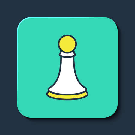 Filled outline Chess pawn icon isolated on blue background. Turquoise square button. Vectorのイラスト素材