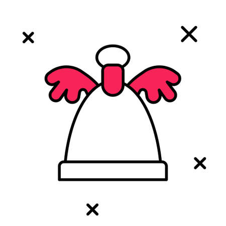 Filled outline Angel icon isolated on white background. Merry Christmas and Happy New Year. Vectorのイラスト素材