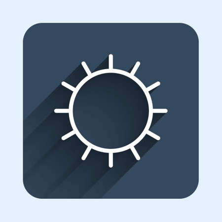 White line Sun icon isolated with long shadow background. Blue square button. Vectorのイラスト素材