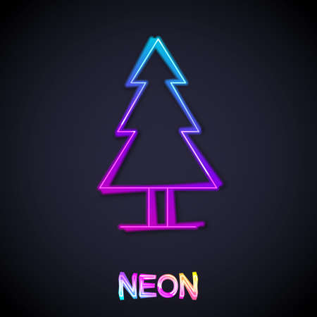 Glowing neon line Tree icon isolated on black background. Forest symbol. Vectorのイラスト素材