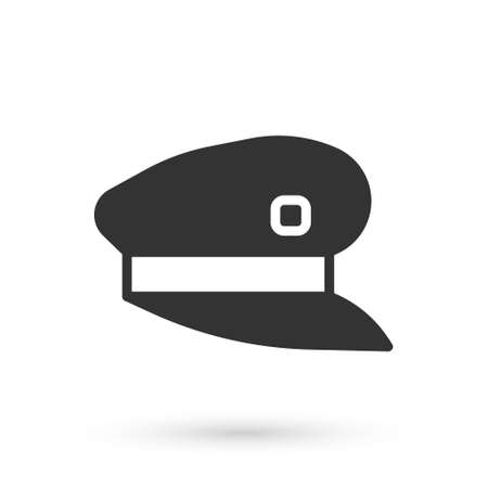 Grey Train driver hat icon isolated on white background. Vectorのイラスト素材
