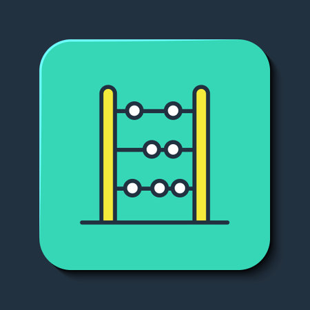 Filled outline Abacus icon isolated on blue background. Traditional counting frame. Education sign. Mathematics school. Turquoise square button. Vectorのイラスト素材