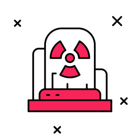 Filled outline Radioactive warning lamp icon isolated on white background. Vectorのイラスト素材