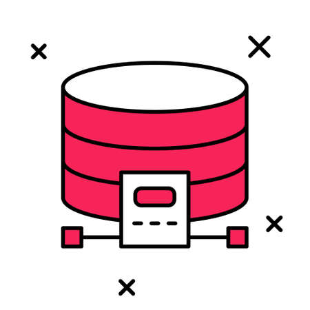 Filled outline Cloud database icon isolated on white background. Cloud computing concept. Digital service or app with data transferring. Vectorのイラスト素材