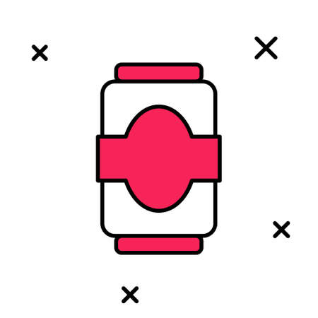 Filled outline Soda can icon isolated on white background. Vectorのイラスト素材