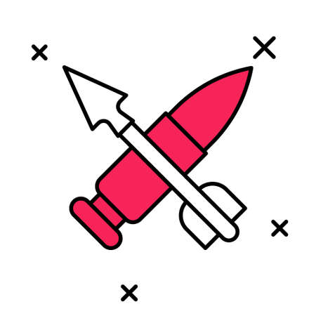 Filled outline Crossed bullet with arrow icon isolated on white background. Vectorのイラスト素材