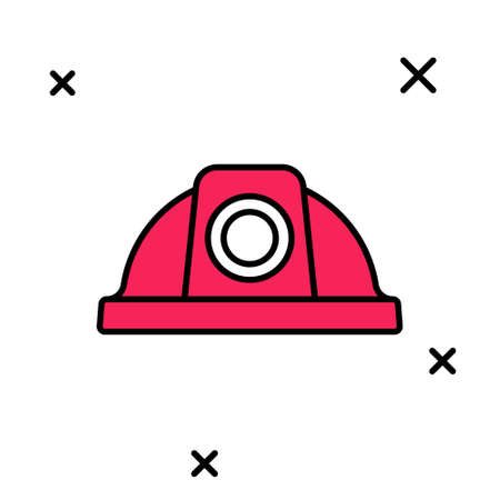 Filled outline Worker safety helmet icon isolated on white background. Vectorのイラスト素材