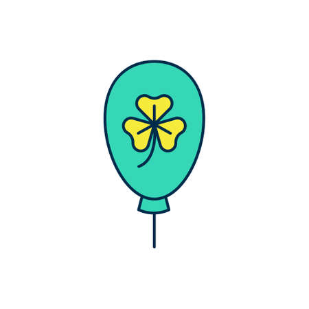 Filled outline Balloon with clover trefoil leaf icon isolated on white background. Happy Saint Patricks day. National Irish holiday. Vectorのイラスト素材
