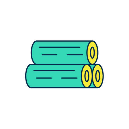 Filled outline Wooden log icon isolated on white background. Stack of firewood. Vectorのイラスト素材