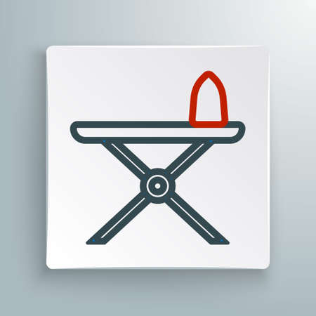 Line Electric iron and ironing board icon isolated on white background. Steam iron. Colorful outline concept. Vectorのイラスト素材