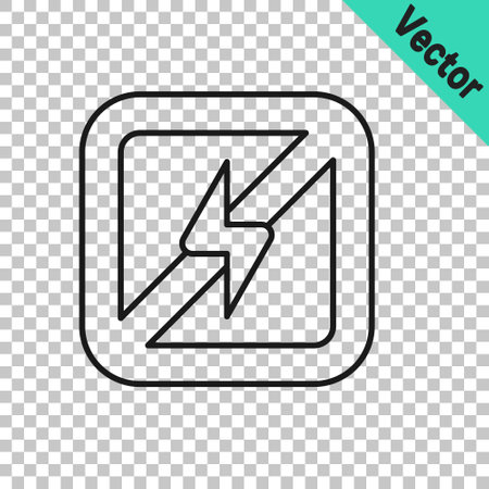 Black line No lightning icon isolated on transparent background. No electricity. Vectorのイラスト素材