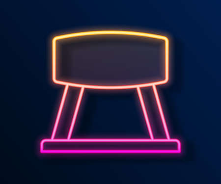 Glowing neon line Pommel horse icon isolated on black background. Sports equipment for jumping and gymnastics. Vectorのイラスト素材