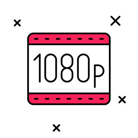 Filled outline Full HD 1080p icon isolated on white background. Vectorのイラスト素材