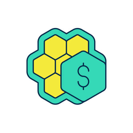 Filled outline Sale of honeycomb icon isolated on white background. Honey cells symbol. Sweet natural food. Vectorのイラスト素材