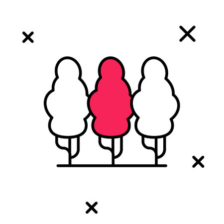 Filled outline Fruit trees icon isolated on white background. Agricultural plant. Organic farm product. Fruit garden. Gardening theme. Vectorのイラスト素材