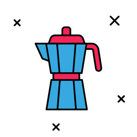 Filled outline Coffee maker moca pot icon isolated on white background. Vectorのイラスト素材