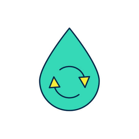 Filled outline Recycle clean aqua icon isolated on white background. Drop of water with sign recycling. Vectorのイラスト素材