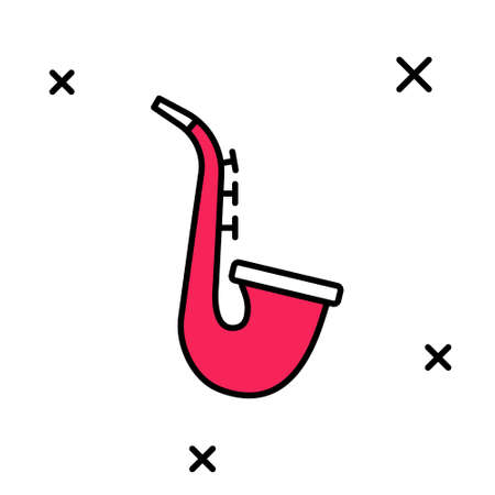 Filled outline Musical instrument saxophone icon isolated on white background. Vectorのイラスト素材
