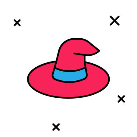 Filled outline Witch hat icon isolated on white background. Happy Halloween party. Vectorのイラスト素材