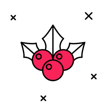 Filled outline Branch viburnum or guelder rose icon isolated on white background. Merry Christmas and Happy New Year. Vectorのイラスト素材
