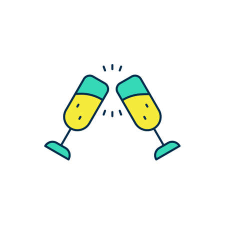 Filled outline Glass of champagne icon isolated on white background. Merry Christmas and Happy New Year. Vectorのイラスト素材