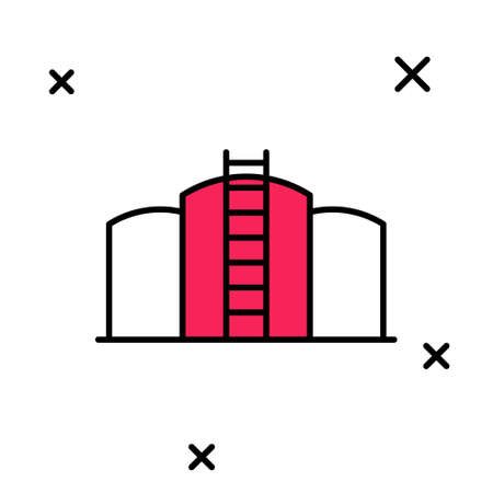 Filled outline Oil tank storage icon isolated on white background. Vessel tank for oil and gas industrial. Oil tank technology station. Vectorのイラスト素材