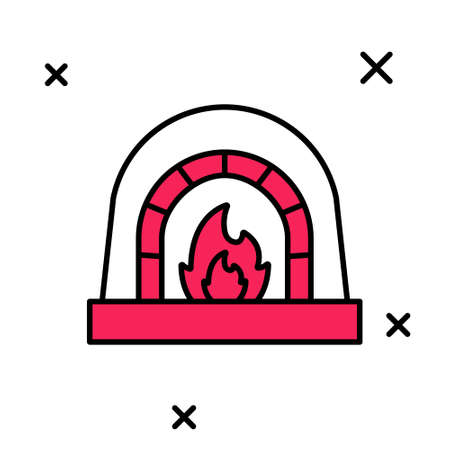 Filled outline Blacksmith oven icon isolated on white background. Vectorのイラスト素材