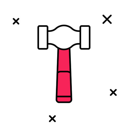 Filled outline Hammer icon isolated on white background. Tool for repair. Vectorのイラスト素材
