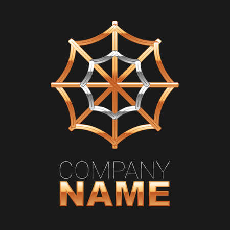 Line Spider web icon isolated on black background. Cobweb sign. Happy Halloween party. Colorful outline concept. Vectorのイラスト素材