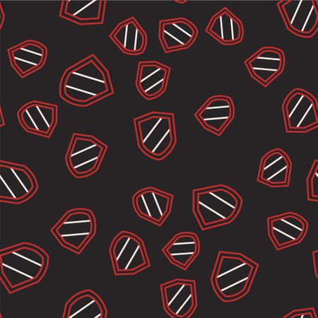 Line Shield icon isolated seamless pattern on black background. Guard sign. Security, safety, protection, privacy concept. Vectorのイラスト素材