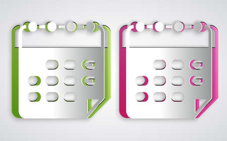 Paper cut School timetable icon isolated on grey background. Paper art style. Vectorのイラスト素材