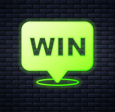 Glowing neon Medal icon isolated on brick wall background. Winner symbol. Vectorのイラスト素材