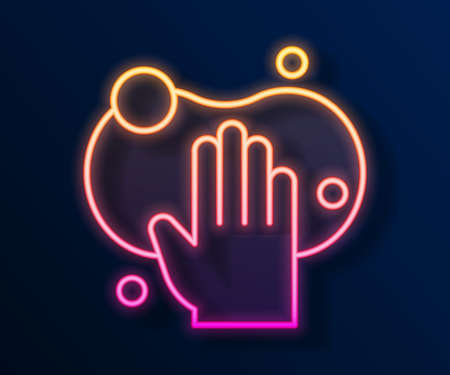 Glowing neon line Sponge icon isolated on black background. Wisp of bast for washing dishes. Cleaning service logo. Vectorのイラスト素材