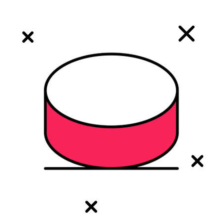 Filled outline Hockey puck icon isolated on white background. Vectorのイラスト素材