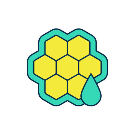 Filled outline Honeycomb icon isolated on white background. Honey cells symbol. Sweet natural food. Vectorのイラスト素材