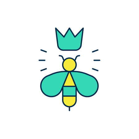 Filled outline Queen bee icon isolated on white background. Sweet natural food. Honeybee or apis with wings symbol. Flying insect. Vectorのイラスト素材
