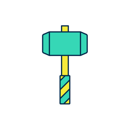 Filled outline Medieval battle hammer icon isolated on white background. Vectorのイラスト素材