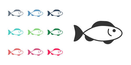 Black Fish icon isolated on white background. Set icons colorful. Vectorのイラスト素材