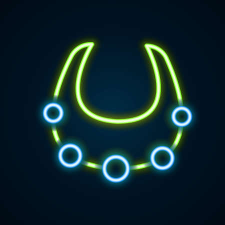 Glowing neon line Necklace icon isolated on black background. Colorful outline concept. Vectorのイラスト素材
