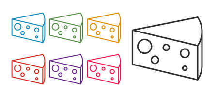 Set line Cheese icon isolated on white background. Set icons colorful. Vectorのイラスト素材