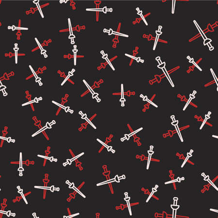 Line Fencing icon isolated seamless pattern on black background. Sport equipment. Vectorのイラスト素材