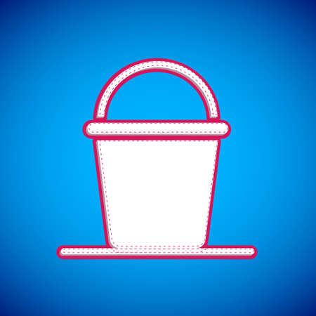 White Bucket icon isolated on blue background. Vectorのイラスト素材