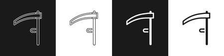 Set Scythe icon isolated on black and white background. Happy Halloween party. Vectorのイラスト素材