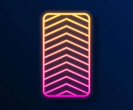 Glowing neon line Car tire wheel icon isolated on black background. Vectorのイラスト素材