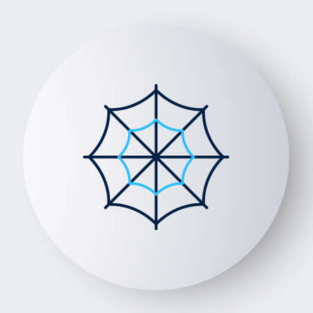 Line Spider web icon isolated on white background. Cobweb sign. Happy Halloween party. Colorful outline concept. Vectorのイラスト素材