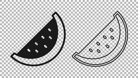 Black Watermelon icon isolated on transparent background. Vectorのイラスト素材