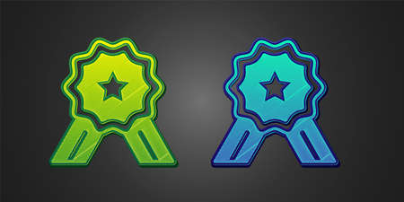 Green and blue Five stars customer product rating review icon isolated on black background. Favorite, best rating, award symbol. Vectorのイラスト素材