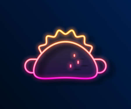Glowing neon line Taco with tortilla icon isolated on black background. Traditional mexican fast food menu. Vectorのイラスト素材