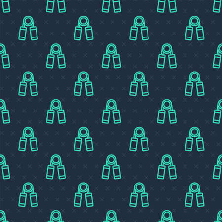Green line Sport expander icon isolated seamless pattern on blue background. Sport equipment. Vectorのイラスト素材