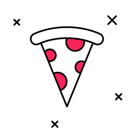 Filled outline Slice of pizza icon isolated on white background. Fast food menu. Vectorのイラスト素材
